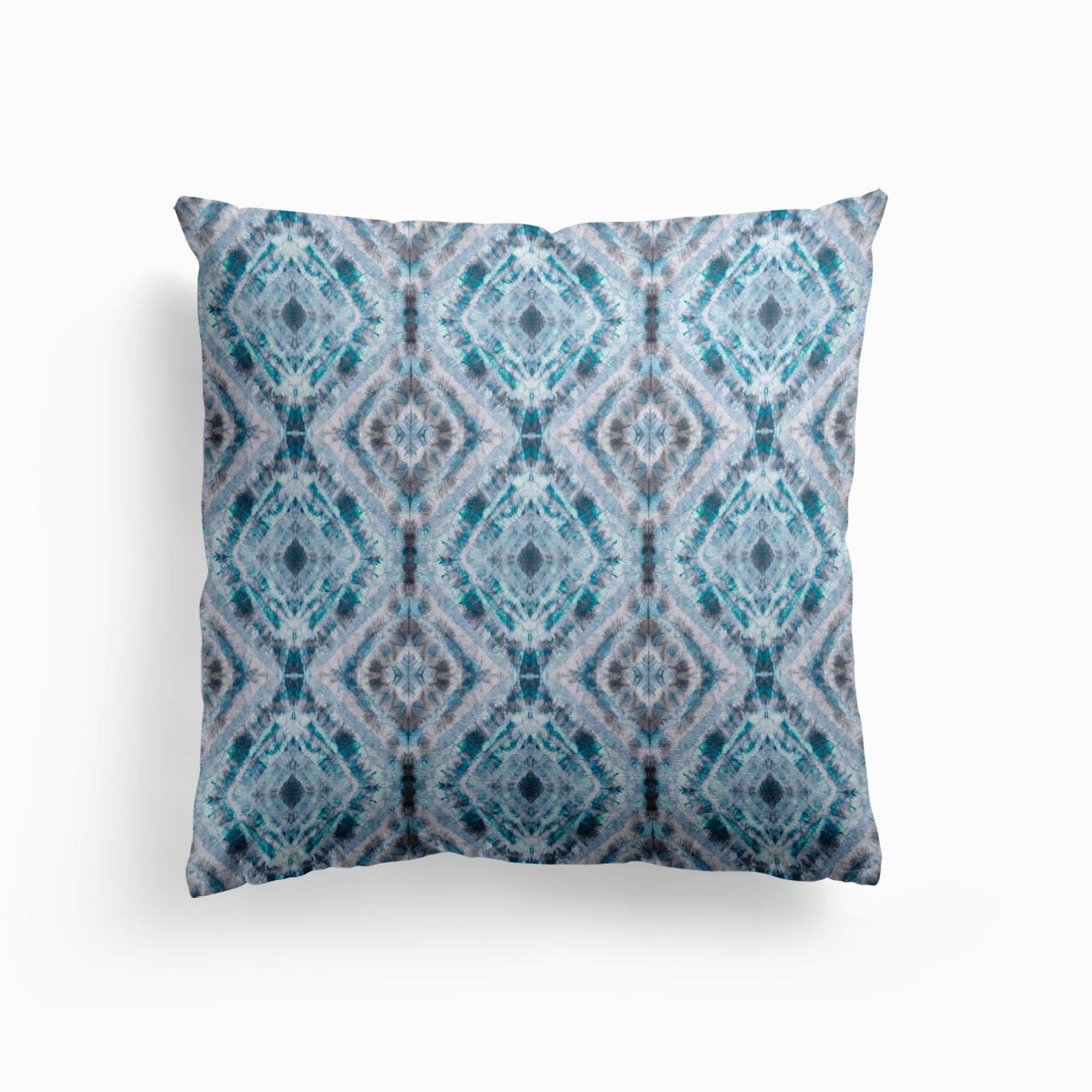 Boho Shibori Blue Cushion by Ninola Blue throw pillows Blue cushion Pastel
